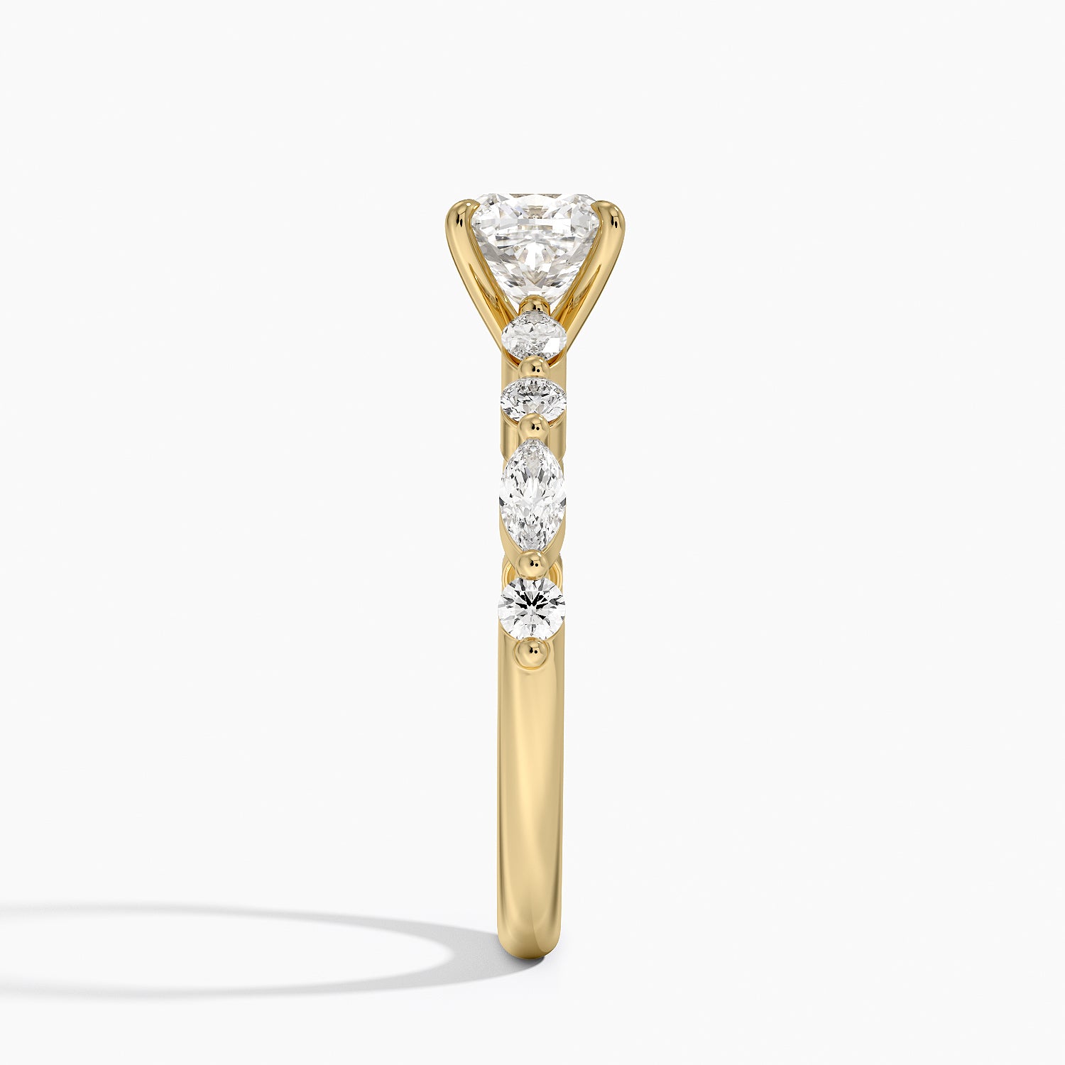 Versailles Half Coverage Diamond Ring (1/3 ct. tw.) Yellow Gold 18k Cushion Engagement Ring