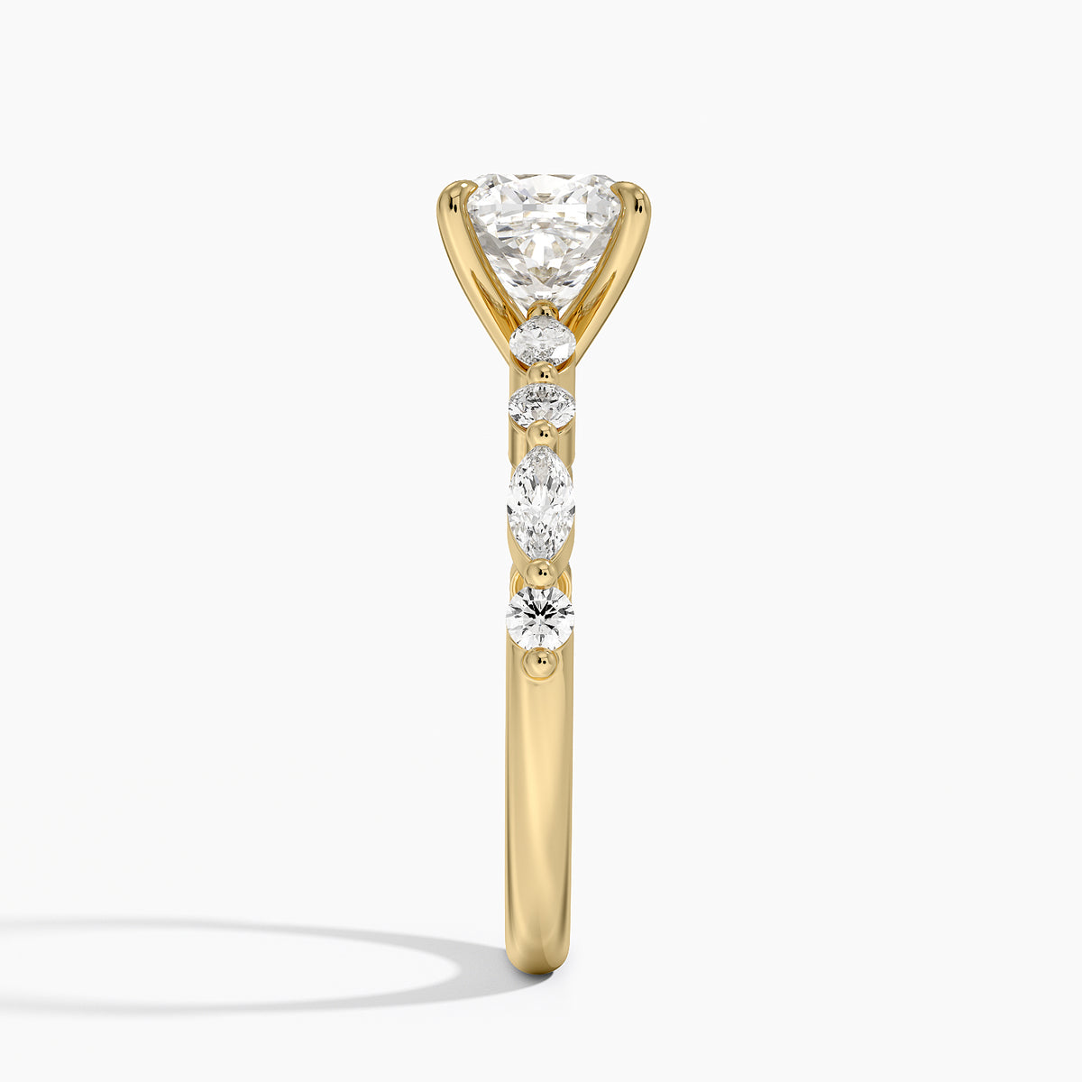 Versailles Half Coverage Diamond Ring (1/3 ct. tw.) Yellow Gold 18k Cushion Engagement Ring