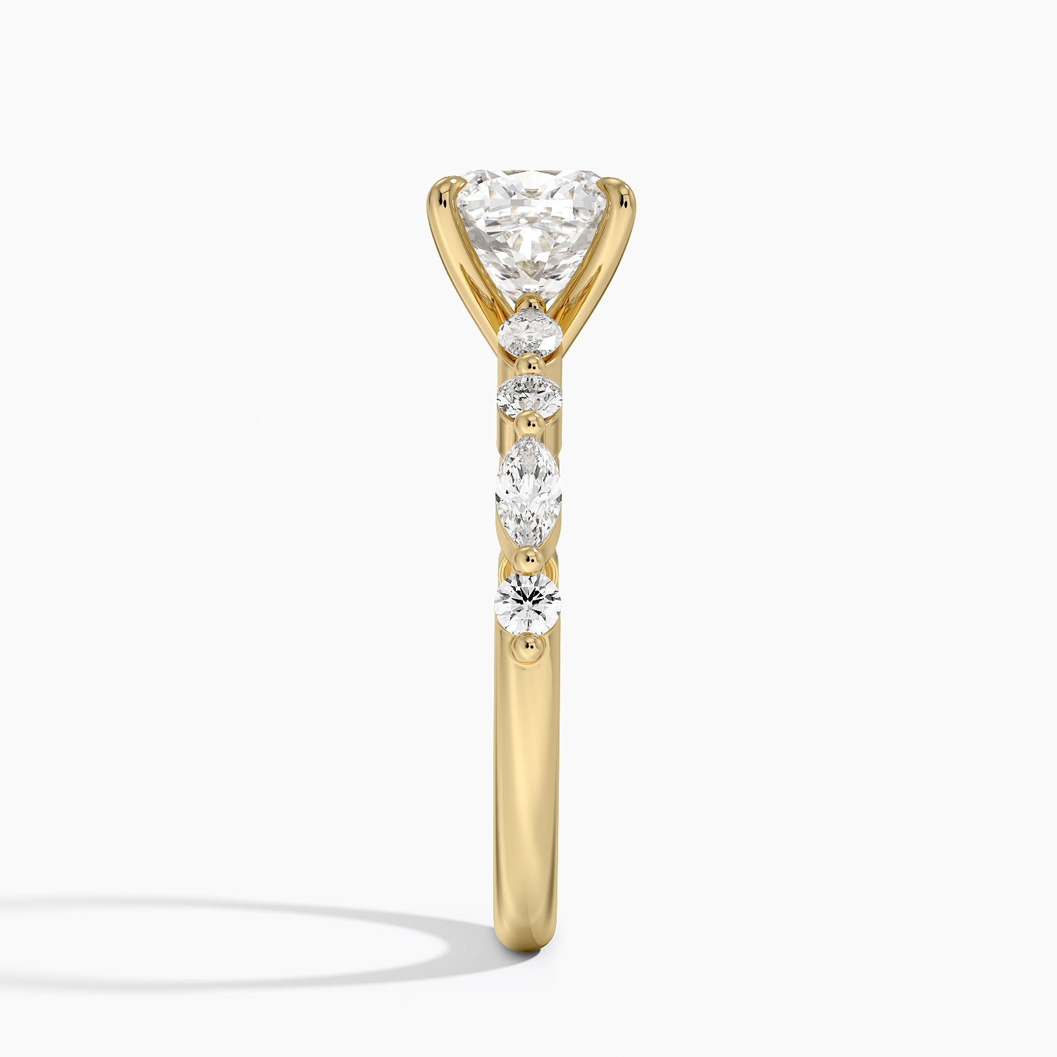 Versailles Half Coverage Diamond Ring (1/3 ct. tw.) Yellow Gold 18k Cushion Engagement Ring