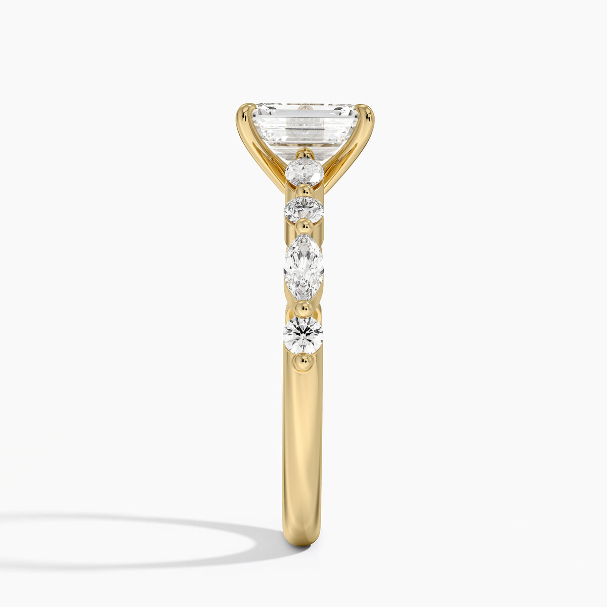 Versailles Half Coverage Diamond Ring (1/3 ct. tw.) Yellow Gold 18k Emerald Engagement Ring
