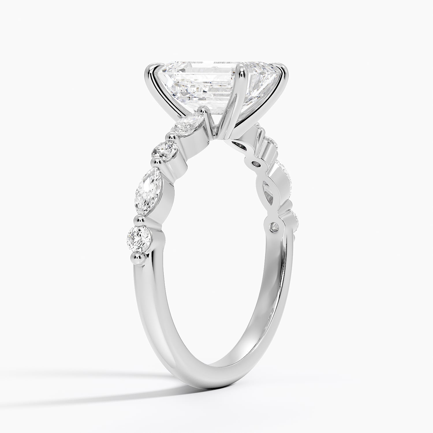 Versailles Half Coverage Diamond Ring (1/3 ct. tw.) Platinum Emerald Engagement Ring