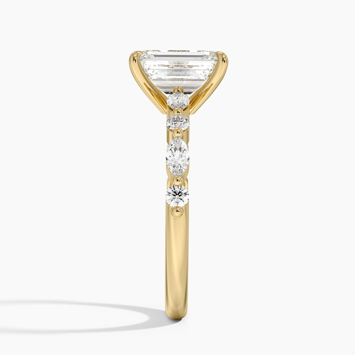 Versailles Half Coverage Diamond Ring (1/3 ct. tw.) Yellow Gold 18k Emerald Engagement Ring