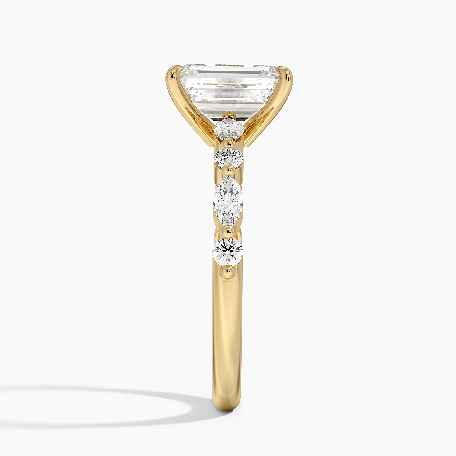 Versailles Half Coverage Diamond Ring (1/3 ct. tw.) Yellow Gold 18k Emerald Engagement Ring