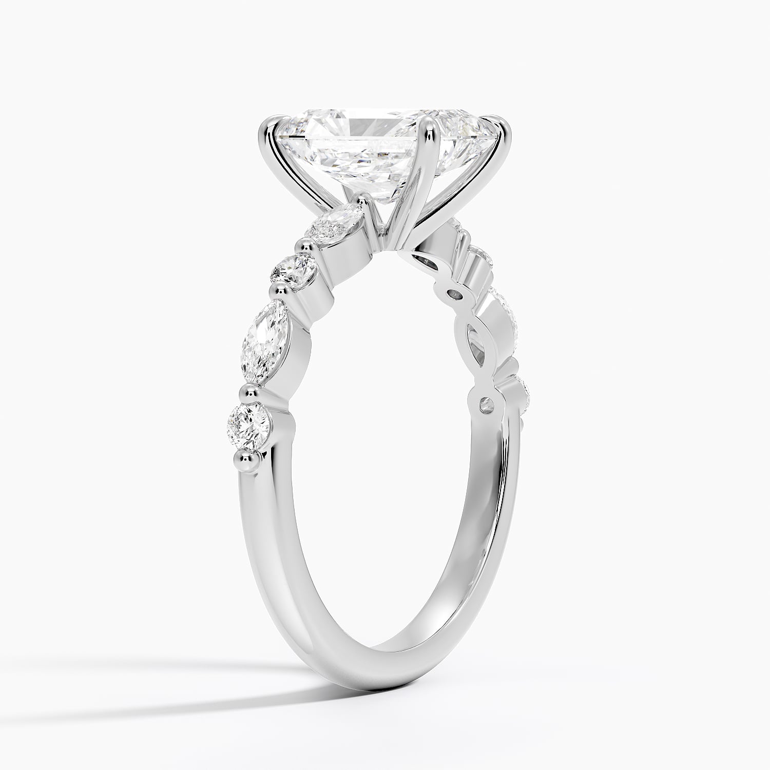 Versailles Half Coverage Diamond Ring (1/3 ct. tw.) Platinum Radiant Engagement Ring