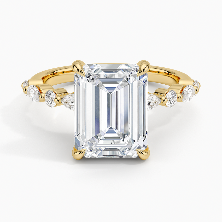 Versailles Half Coverage Diamond Ring (1/3 ct. tw.) Yellow Gold 18k Emerald Engagement Ring