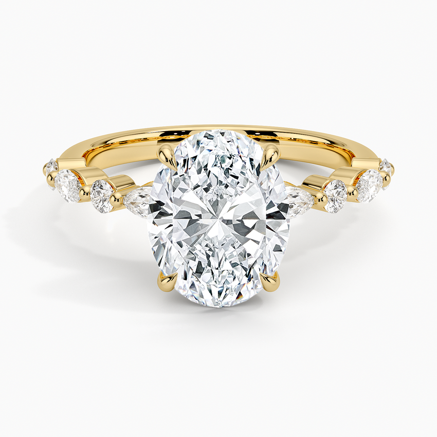 Versailles Half Coverage Diamond Ring (1/3 ct. tw.) Yellow Gold 18k Oval Engagement Ring