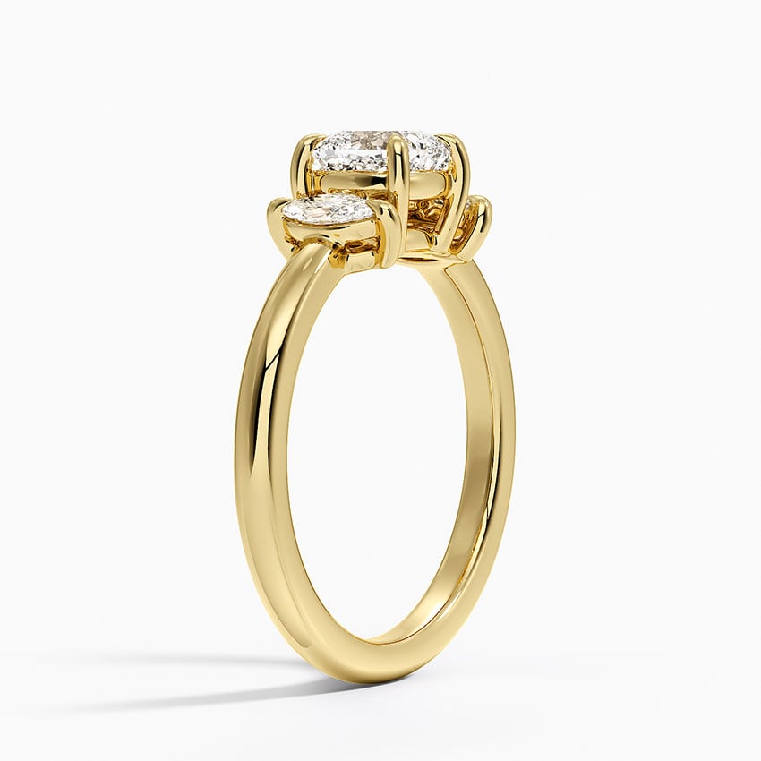 Sasha Three Stone Marquise Diamond Ring (1/3 ct. tw.) Yellow Gold 18k Cushion Engagement Ring