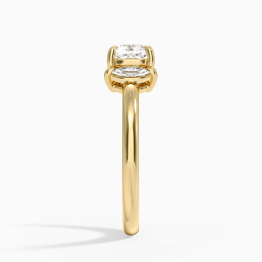 Sasha Three Stone Marquise Diamond Ring (1/3 ct. tw.) Yellow Gold 18k Cushion Engagement Ring