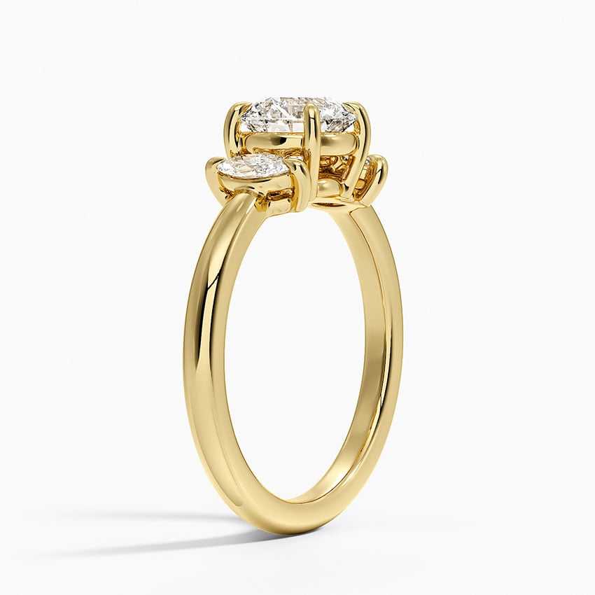 Sasha Three Stone Marquise Diamond Ring (1/3 ct. tw.) Yellow Gold 18k Round Engagement Ring