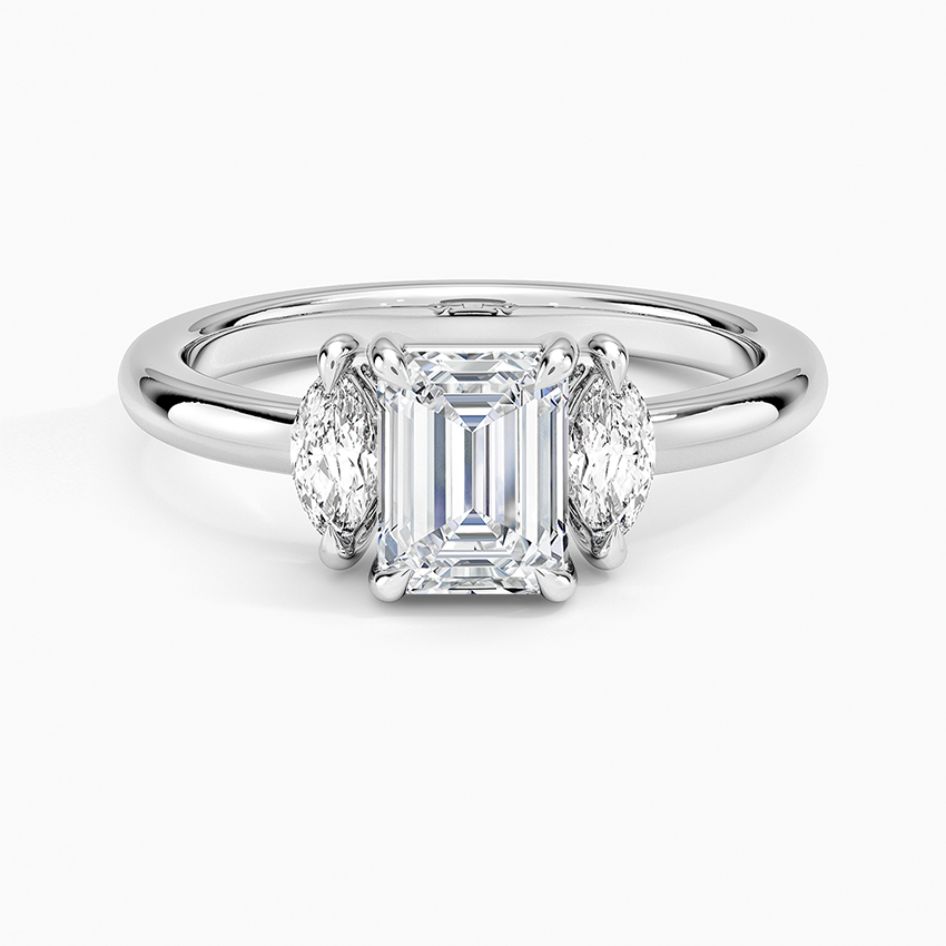 Sasha Three Stone Marquise Diamond Ring (1/3 ct. tw.) Platinum Emerald Engagement Ring