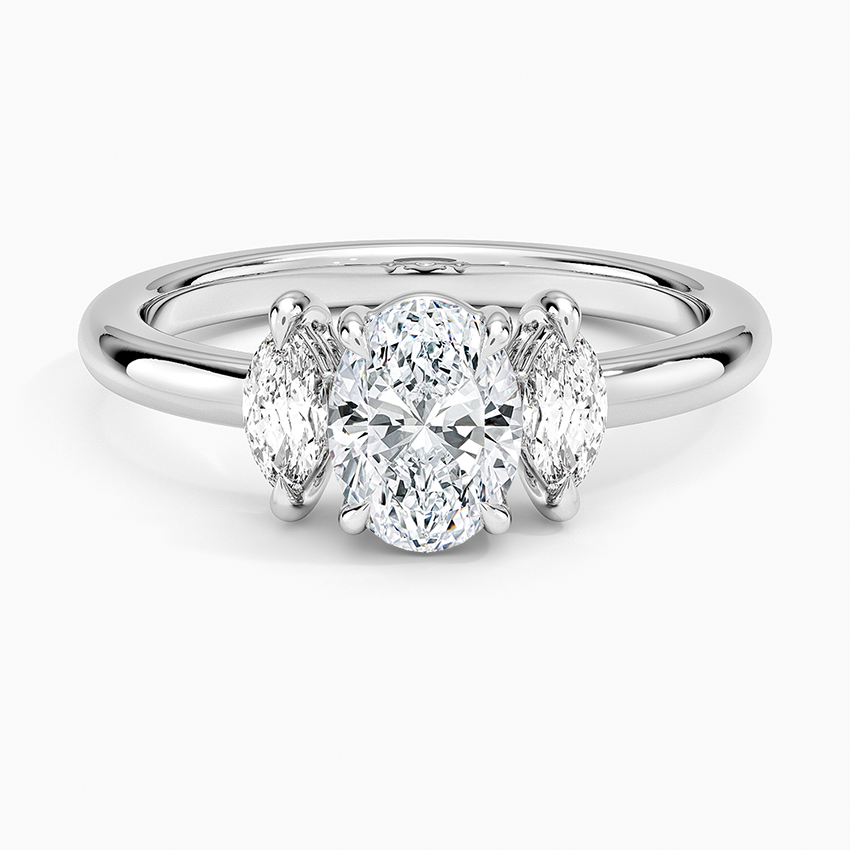 Sasha Three Stone Marquise Diamond Ring (1/3 ct. tw.) Platinum Oval Engagement Ring