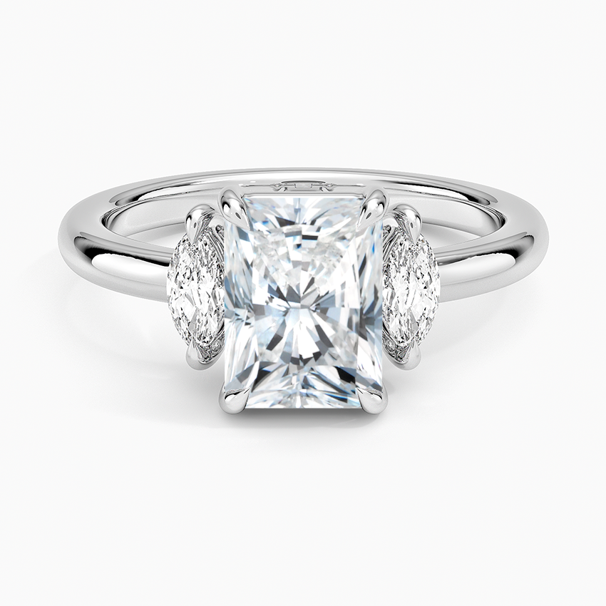 Sasha Three Stone Marquise Diamond Ring (1/3 ct. tw.) Platinum Radiant Engagement Ring