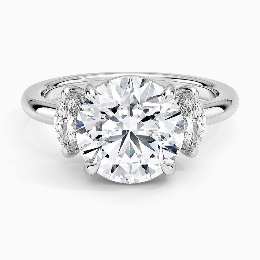 Sasha Three Stone Marquise Diamond Ring (1/3 ct. tw.) Platinum Round Engagement Ring