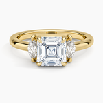 Sasha Three Stone Marquise Diamond Ring (1/3 ct. tw.) Yellow Gold 18k Asscher Engagement Ring