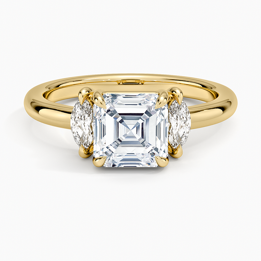 Sasha Three Stone Marquise Diamond Ring (1/3 ct. tw.) Yellow Gold 18k Asscher Engagement Ring