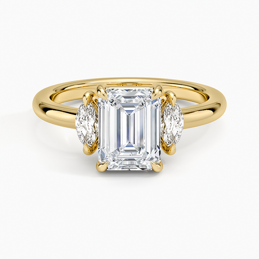 Sasha Three Stone Marquise Diamond Ring (1/3 ct. tw.) Yellow Gold 18k Emerald Engagement Ring