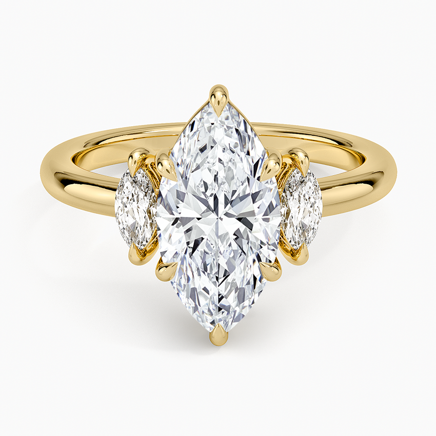 Sasha Three Stone Marquise Diamond Ring (1/3 ct. tw.) Yellow Gold 18k Marquise Engagement Ring