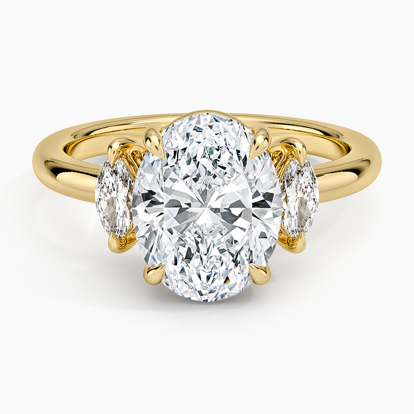 Sasha Three Stone Marquise Diamond Ring (1/3 ct. tw.) Yellow Gold 18k Oval Engagement Ring