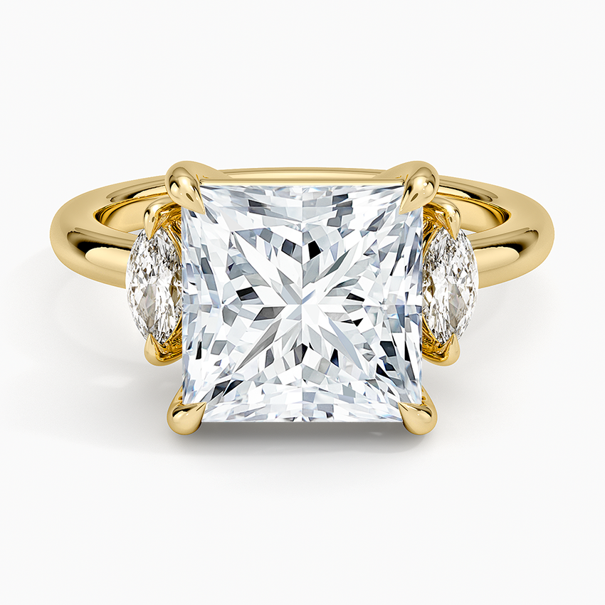 Sasha Three Stone Marquise Diamond Ring (1/3 ct. tw.) Yellow Gold 18k Princess Engagement Ring