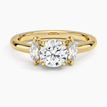 Sasha Three Stone Marquise Diamond Ring (1/3 ct. tw.) Yellow Gold 18k Round Engagement Ring