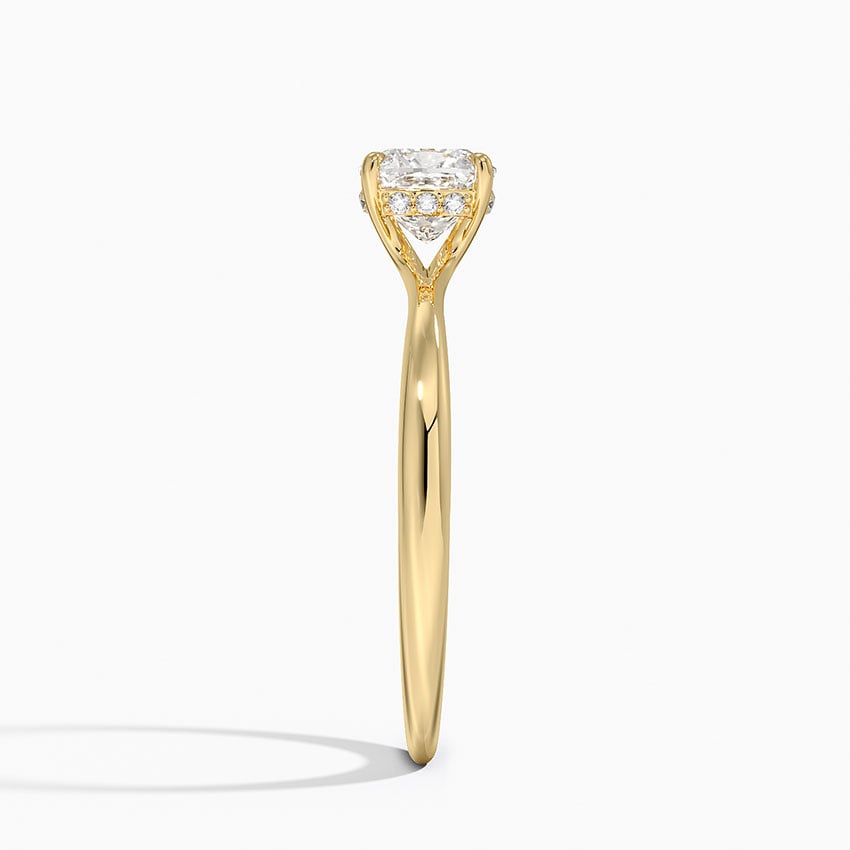 Freesia Hidden Halo Diamond Ring Yellow Gold 18k Cushion Engagement Ring