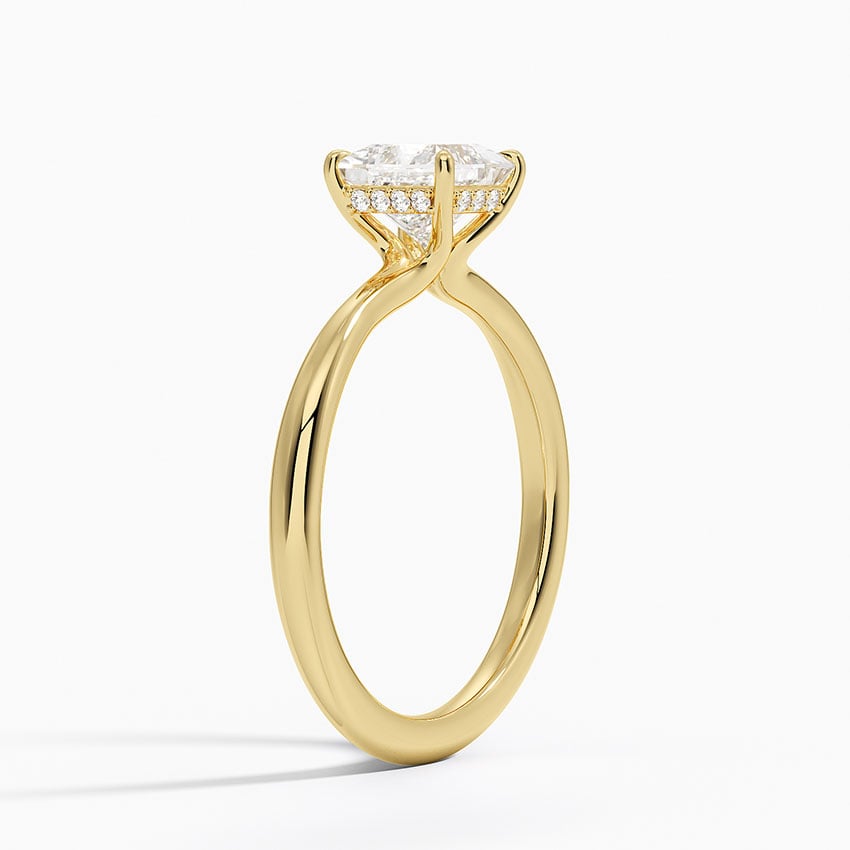 Freesia Hidden Halo Diamond Ring Yellow Gold 18k Princess Engagement Ring