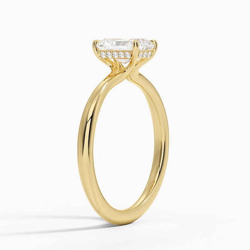 Freesia Hidden Halo Diamond Ring Yellow Gold 18k Radiant Engagement Ring