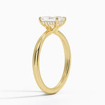 Freesia Hidden Halo Diamond Ring Yellow Gold 18k Radiant Engagement Ring