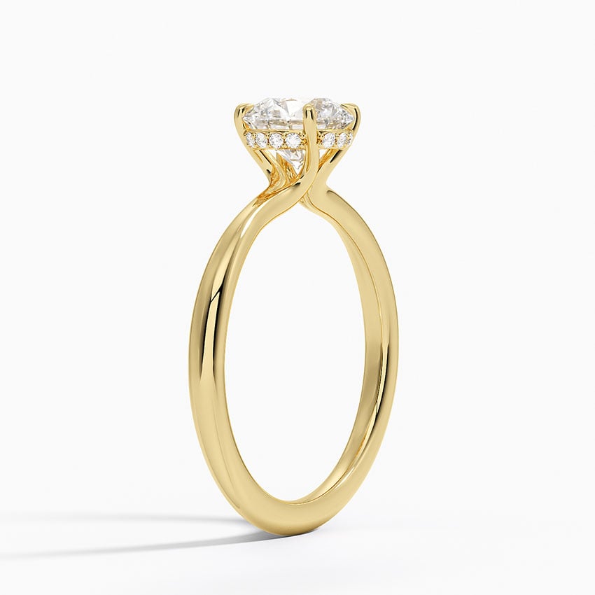 Freesia Hidden Halo Diamond Ring Yellow Gold 18k Round Engagement Ring