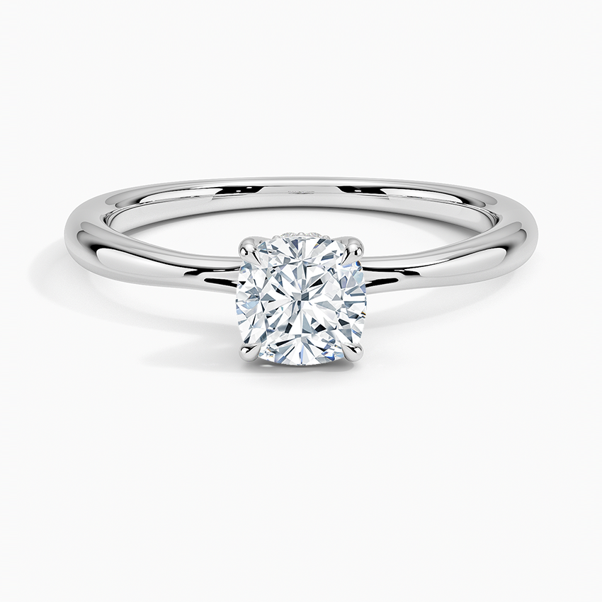 Freesia Hidden Halo Diamond Ring Platinum Cushion Engagement Ring