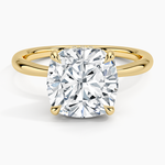 Freesia Hidden Halo Diamond Ring Yellow Gold 18k Cushion Engagement Ring