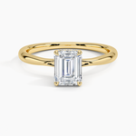 Freesia Hidden Halo Diamond Ring Yellow Gold 18k Emerald Engagement Ring
