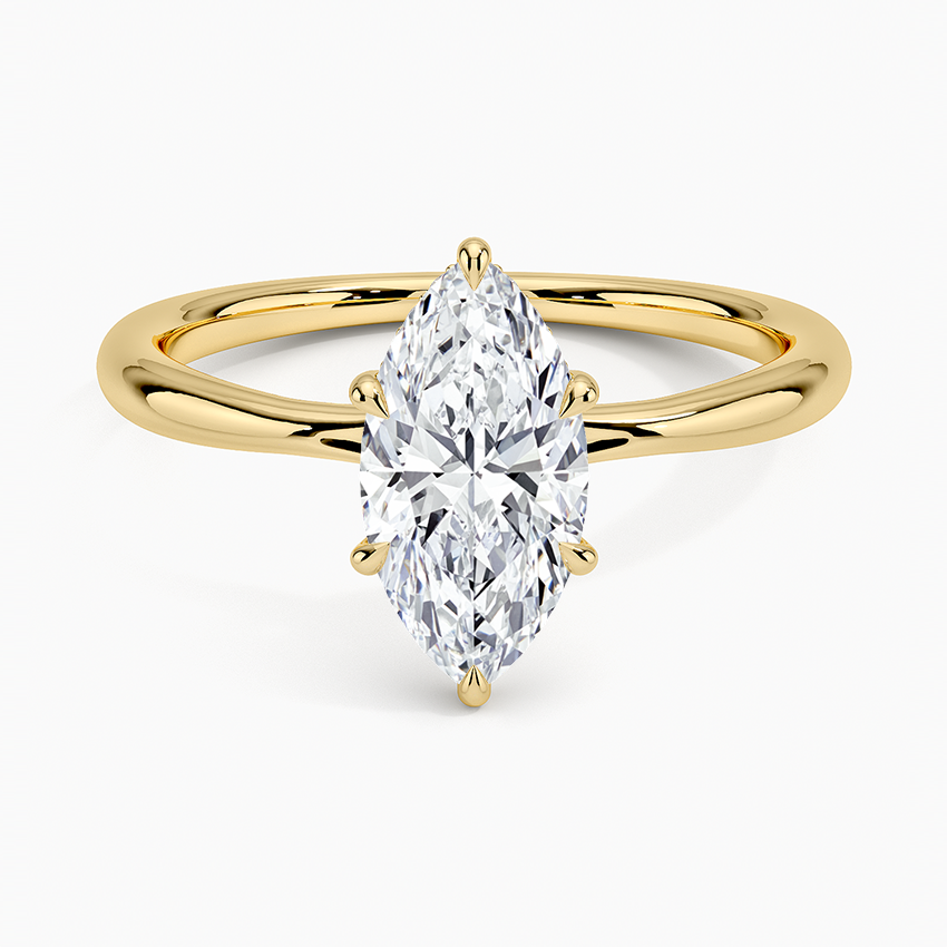 Freesia Hidden Halo Diamond Ring Yellow Gold 18k Marquise Engagement Ring