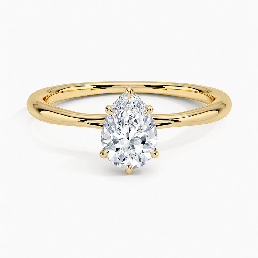 Freesia Hidden Halo Diamond Ring Yellow Gold 18k Pear Engagement Ring