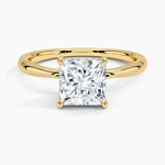 Freesia Hidden Halo Diamond Ring Yellow Gold 18k Princess Engagement Ring