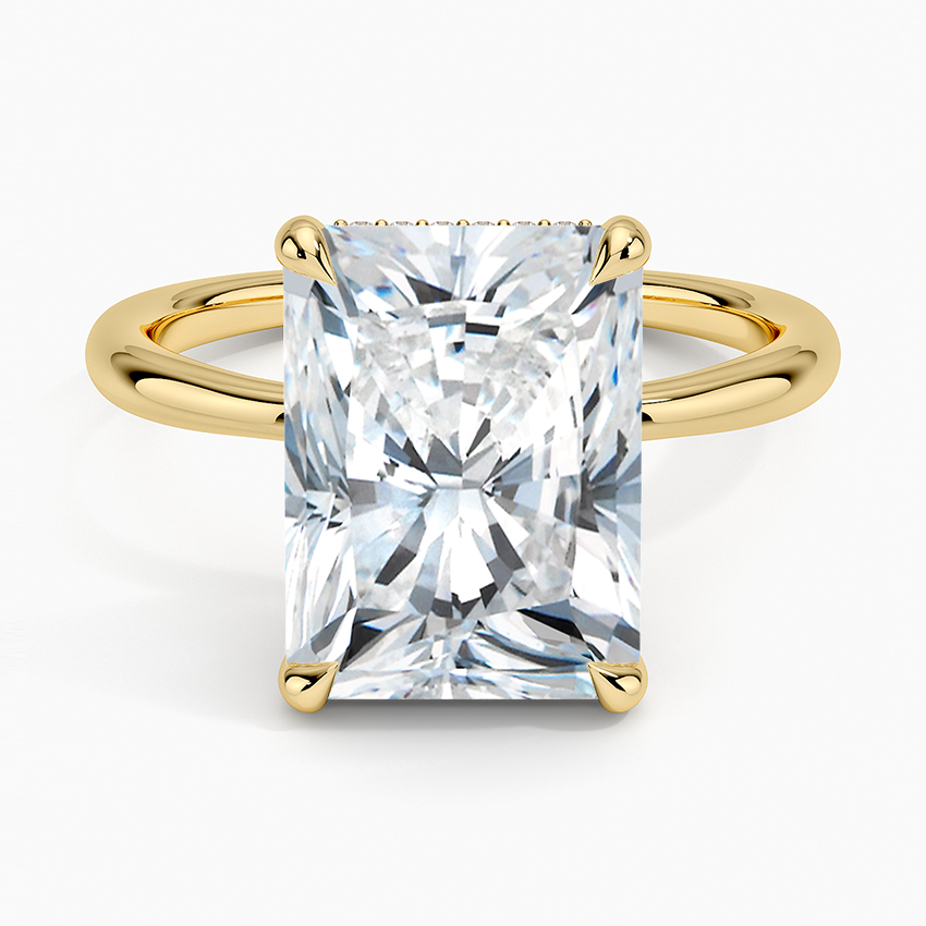 Freesia Hidden Halo Diamond Ring Yellow Gold 18k Radiant Engagement Ring