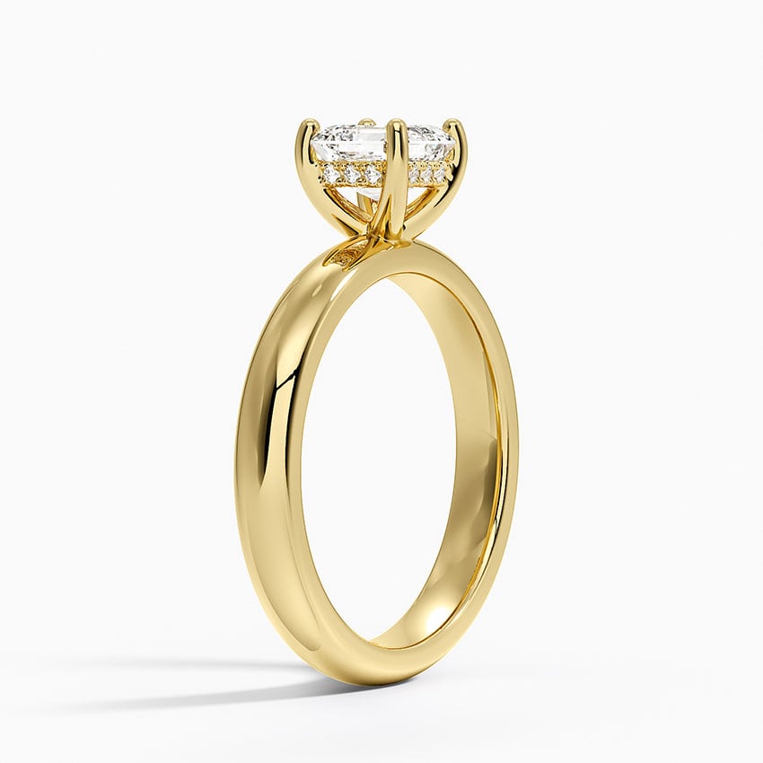 Sydney Perfect Fit Halo 3mm Diamond Ring Yellow Gold 18k Asscher Engagement Ring