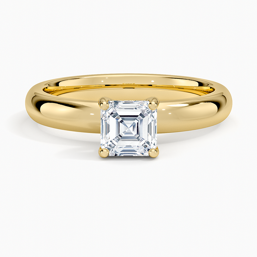 Sydney Perfect Fit Halo 3mm Diamond Ring Yellow Gold 18k Asscher Engagement Ring