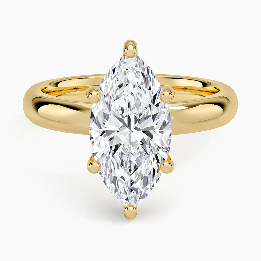 Sydney Perfect Fit Halo 3mm Diamond Ring Yellow Gold 18k Marquise Engagement Ring