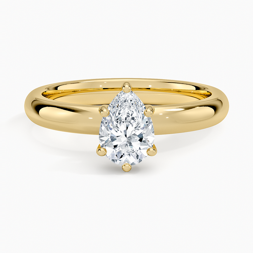 Sydney Perfect Fit Halo 3mm Diamond Ring Yellow Gold 18k Pear Engagement Ring