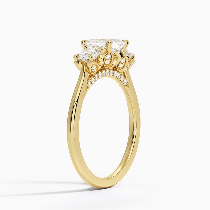 Petal Three Stone Diamond Ring (2/3 ct. tw.) Yellow Gold 18k Asscher Engagement Ring