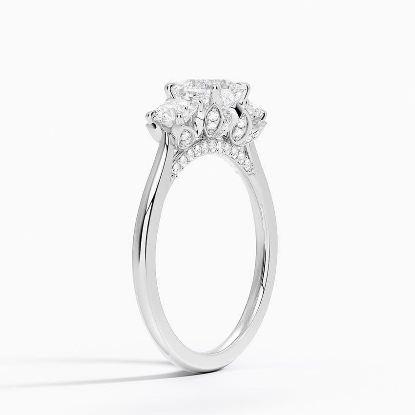 Petal Three Stone Diamond Ring (2/3 ct. tw.) Platinum Cushion Engagement Ring