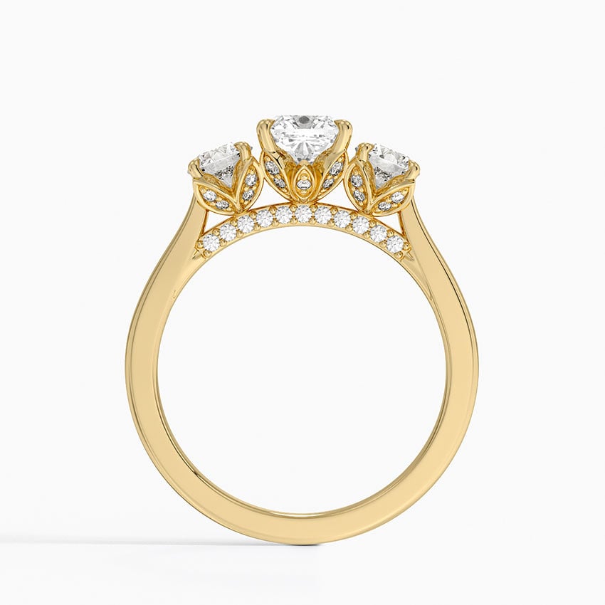 Petal Three Stone Diamond Ring (2/3 ct. tw.) Yellow Gold 18k Cushion Engagement Ring
