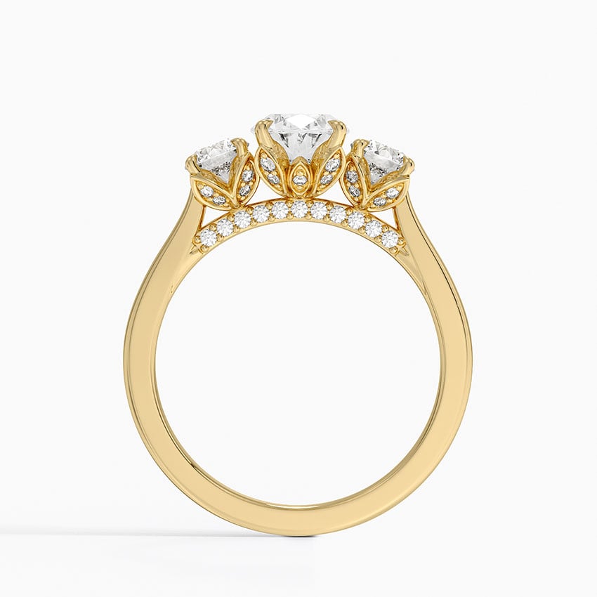 Petal Three Stone Diamond Ring (2/3 ct. tw.) Yellow Gold 18k Oval Engagement Ring