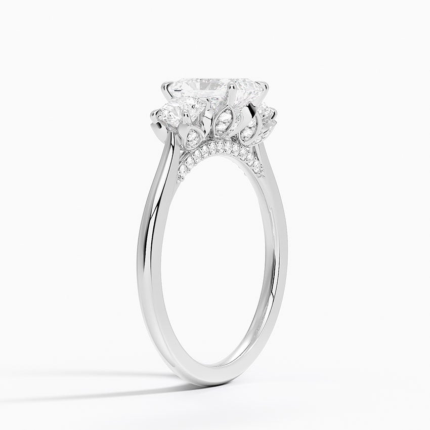 Petal Three Stone Diamond Ring (2/3 ct. tw.) Platinum Radiant Engagement Ring