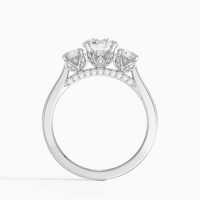 Petal Three Stone Diamond Ring (2/3 ct. tw.) Platinum Round Engagement Ring