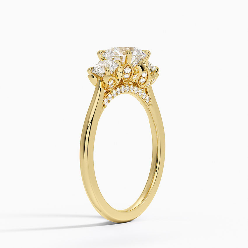 Petal Three Stone Diamond Ring (2/3 ct. tw.) Yellow Gold 18k Round Engagement Ring