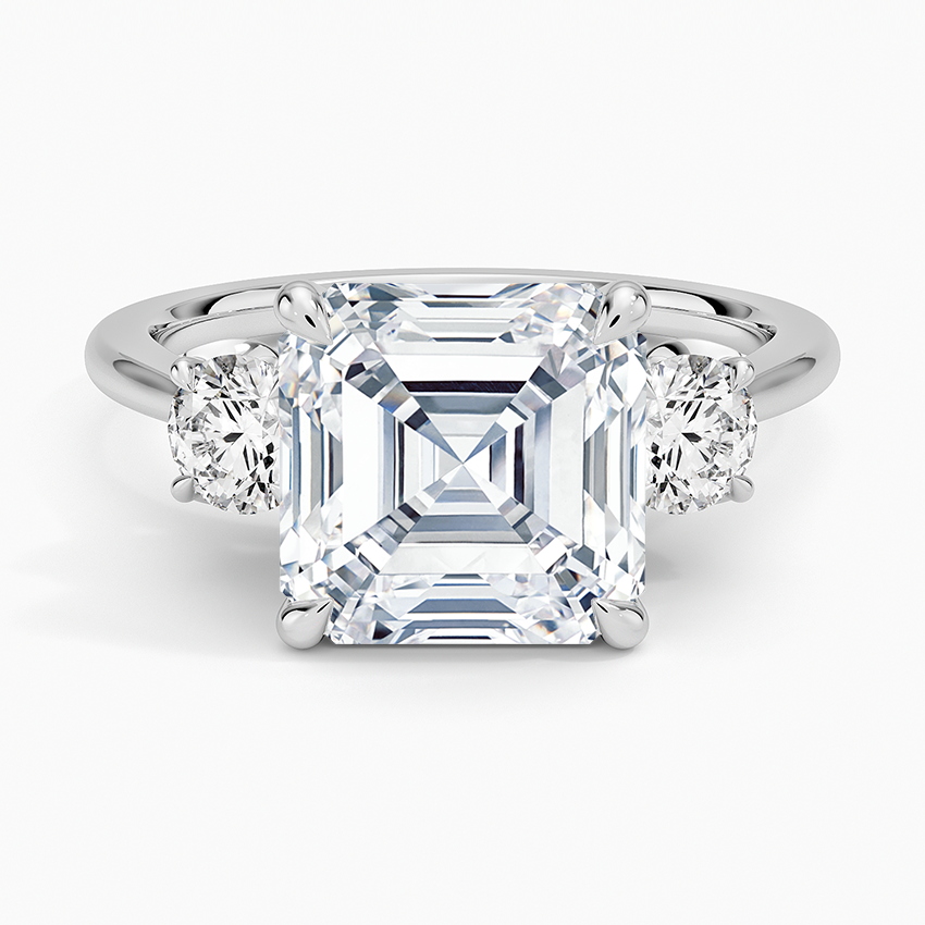 Petal Three Stone Diamond Ring (2/3 ct. tw.) Platinum Asscher Engagement Ring