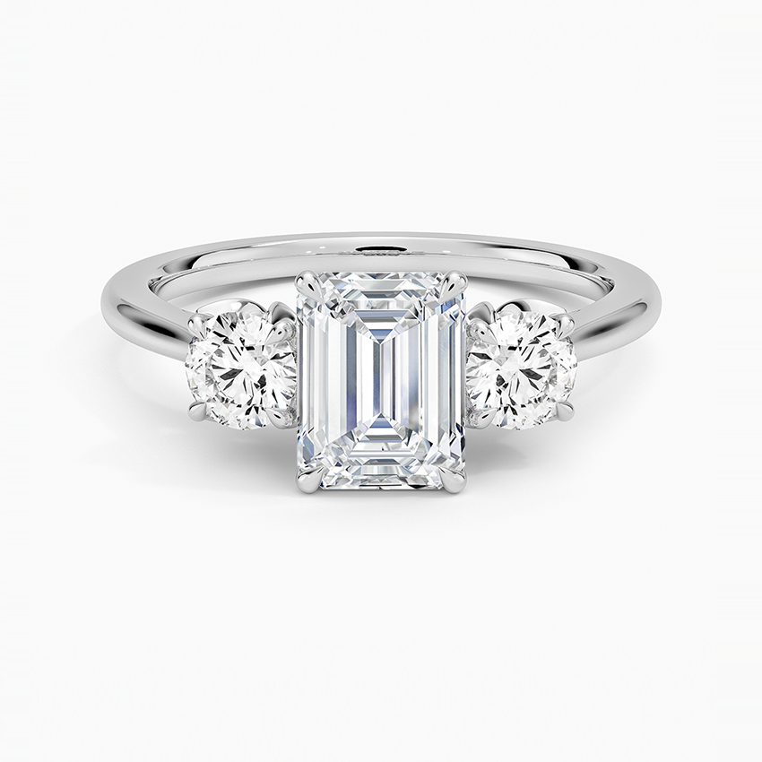 Petal Three Stone Diamond Ring (2/3 ct. tw.) Platinum Emerald Engagement Ring