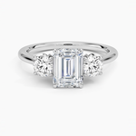 Petal Three Stone Diamond Ring (2/3 ct. tw.) Platinum Emerald Engagement Ring